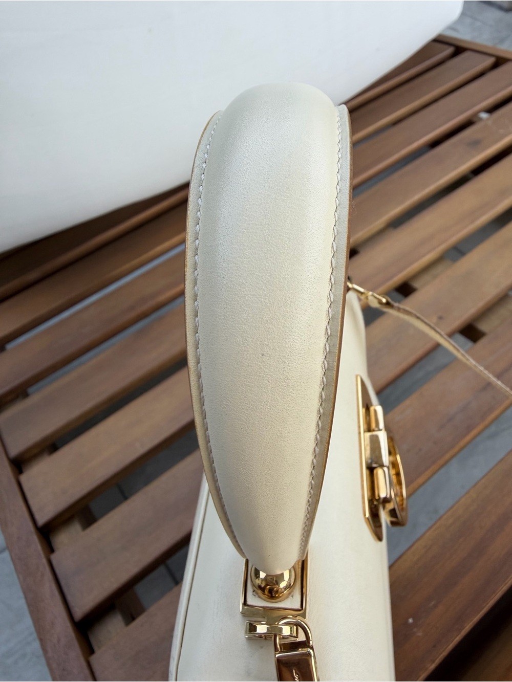 Salvatore Ferragamo Gancini Cream Leather Top Handle Crossbody Bag - Picture 6 of 15